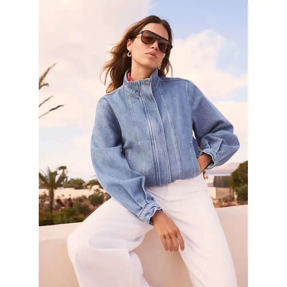 Mint Velvet Mid Indigo Denim Bomber Jacket